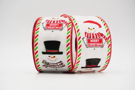 Snowman wired Christmas Ribbon_KF6676G-1-7_White